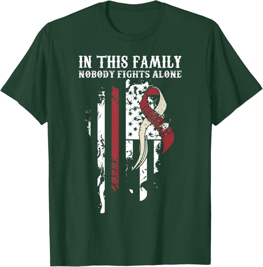 Nobody Alone- Throat Cancer Awareness Support Ribbon T-Shirt - T-Shirt | Forest