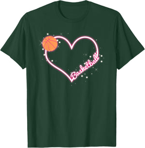 I Love Basketball, Girl Basketball Player Heart T-Shirt - T-Shirt | Forest