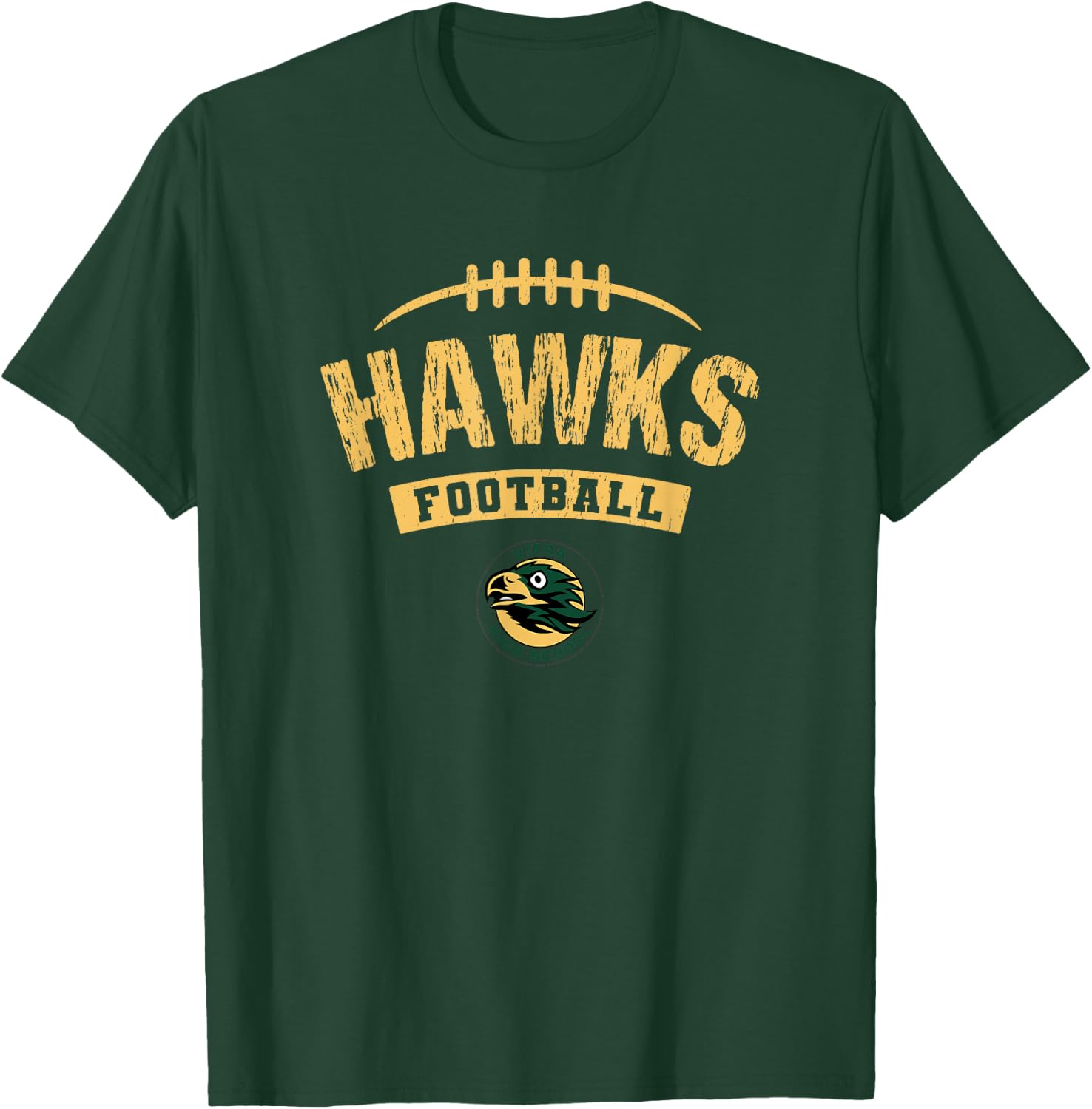 Viera Hawks Logo Football Distressed HS T-Shirt - T-Shirt | Forest