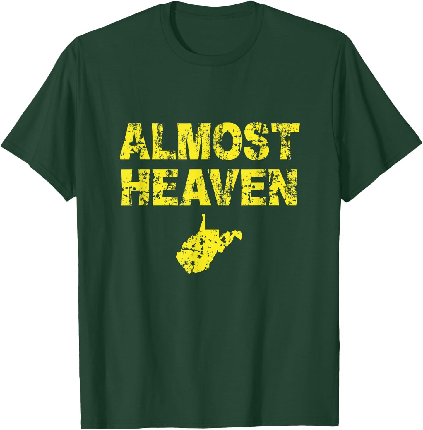 Almost Heaven Distressed with State T-Shirt - T-Shirt | Forest