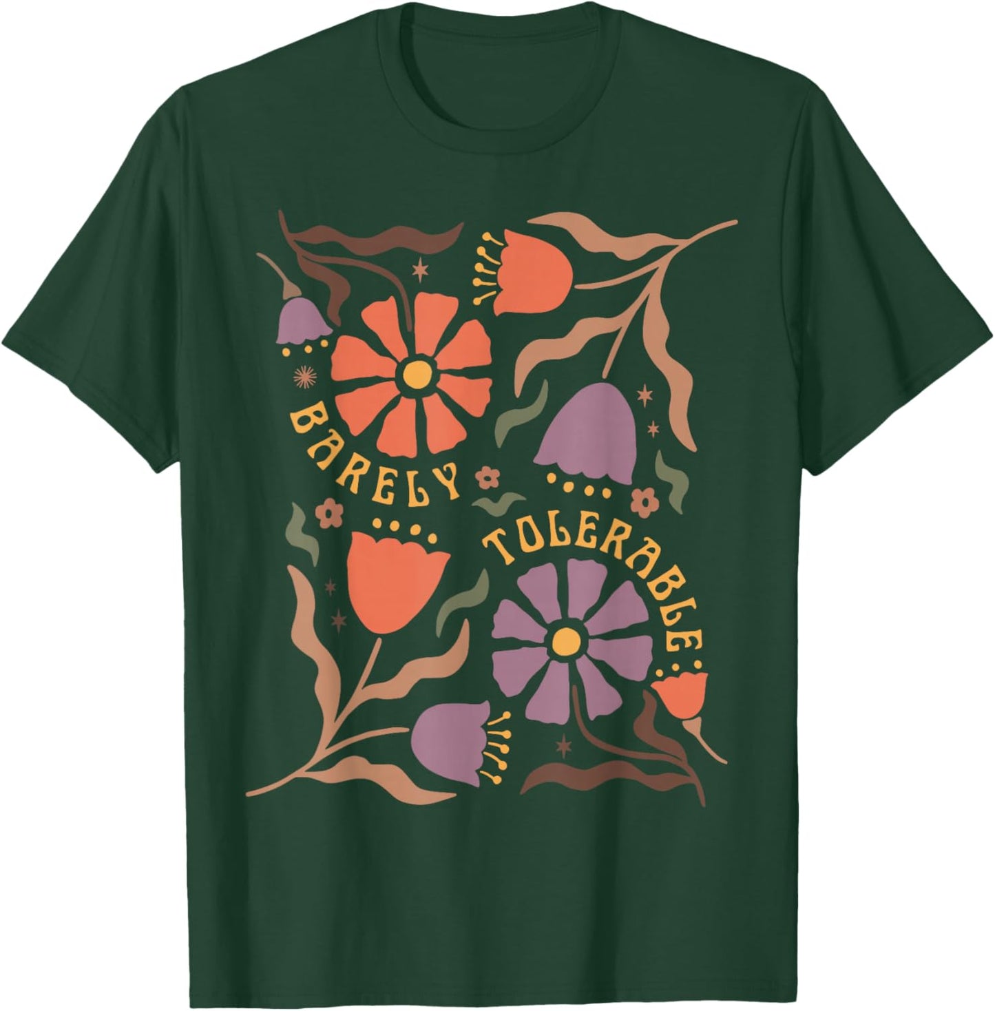 Floral Pride & Prejudice Barely Tolerable Book Lover Bookish T-Shirt - T-Shirt | Forest