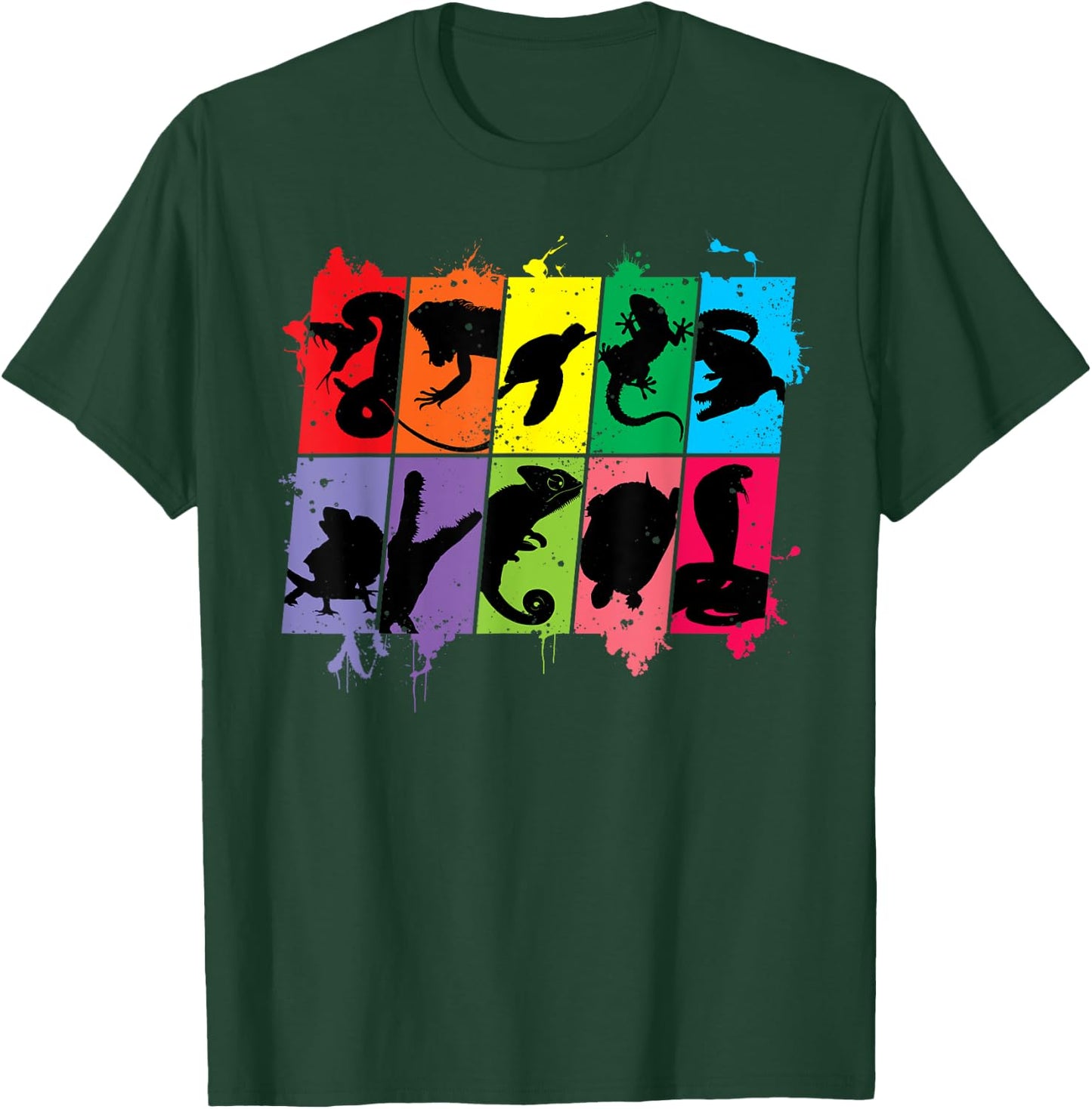 Reptile Lover Pet Snake Lizard Colorful Retro T-Shirt - T-Shirt | Forest