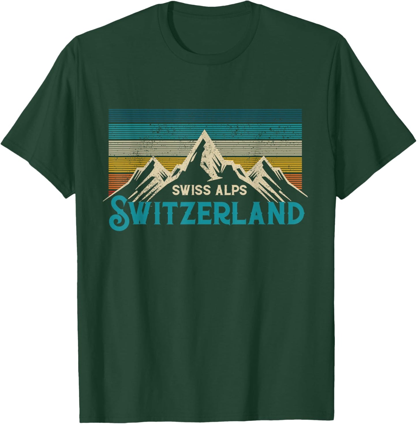Swiss Alps Vintage Mountains Swiss Souvenir Gift T-Shirt - T-Shirt | Forest