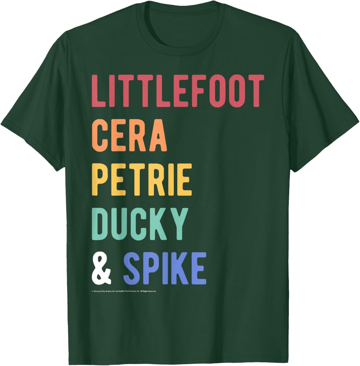Land Before Time Littlefoot Cera Petrie Ducky & Spike List T-Shirt - T-Shirt | Forest