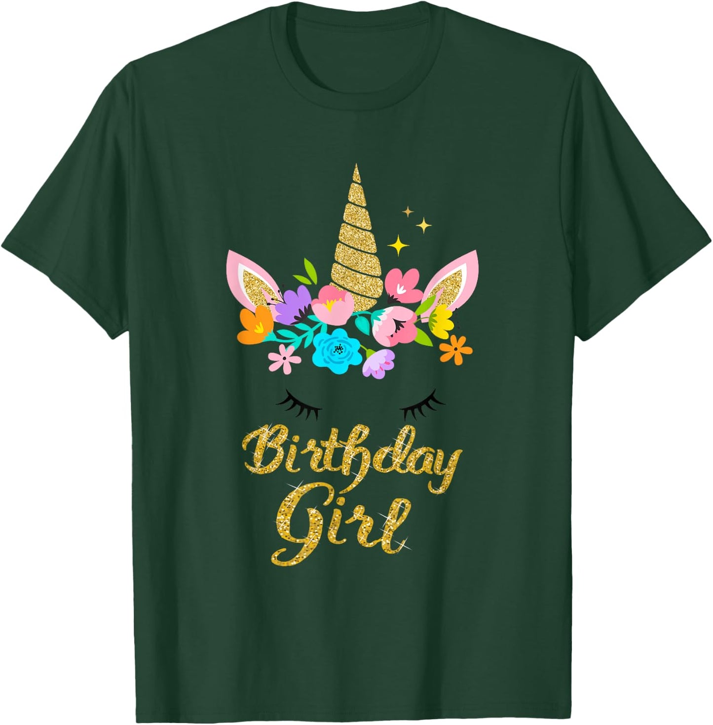 Unicorn Birthday Girl Gift Birthday Present For Girl T-Shirt - T-Shirt | Forest