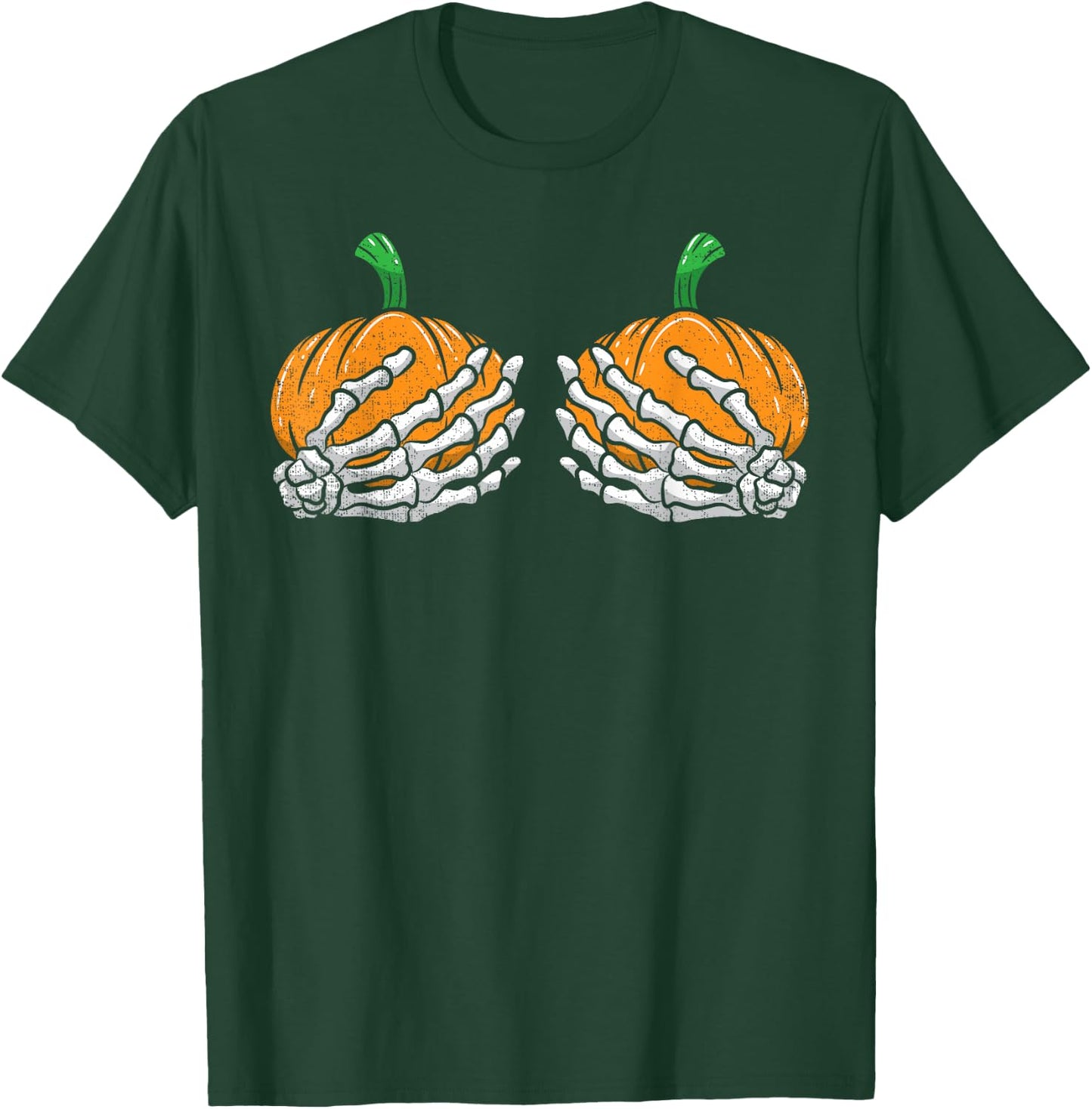 Pumpkin Skeleton Hands Bra Halloween Costume Girls Women T-Shirt - T-Shirt | Forest