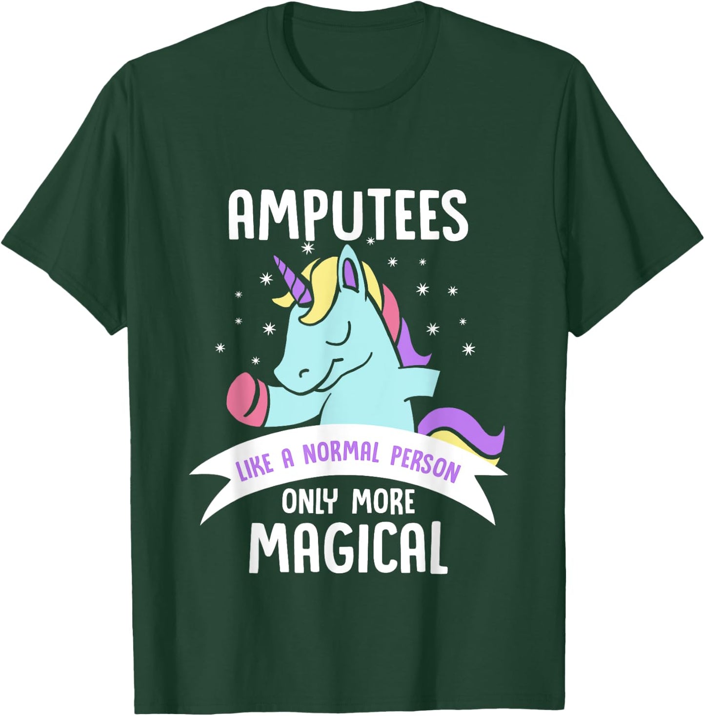 Amputee Amputation Survivor Warrior Shirts Men's Black Cotton Blend Classic Fit Short Sleeve Unicorn Humor Recovery T-Shirt - T-Shirt | Forest