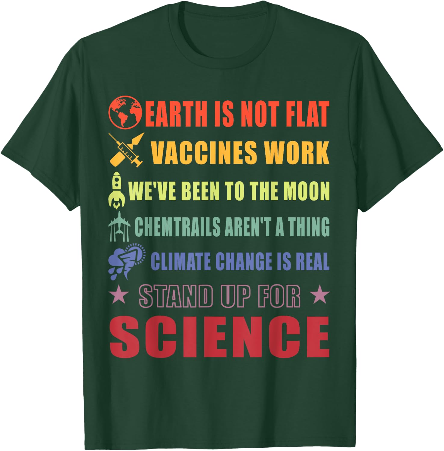 Earth Is Not Flat Shirt Stand Up For Science Gift T-Shirt - T-Shirt | Forest