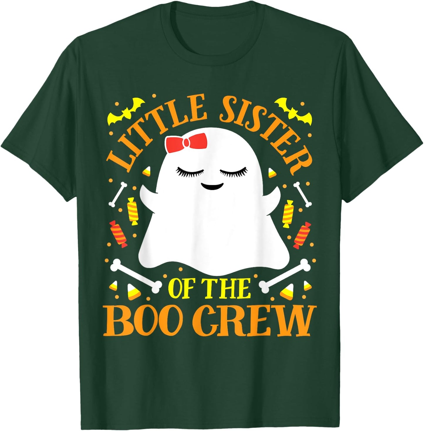 Little Sister Boo Crew Ghost Matching Family Girls Halloween T-Shirt - T-Shirt | Forest