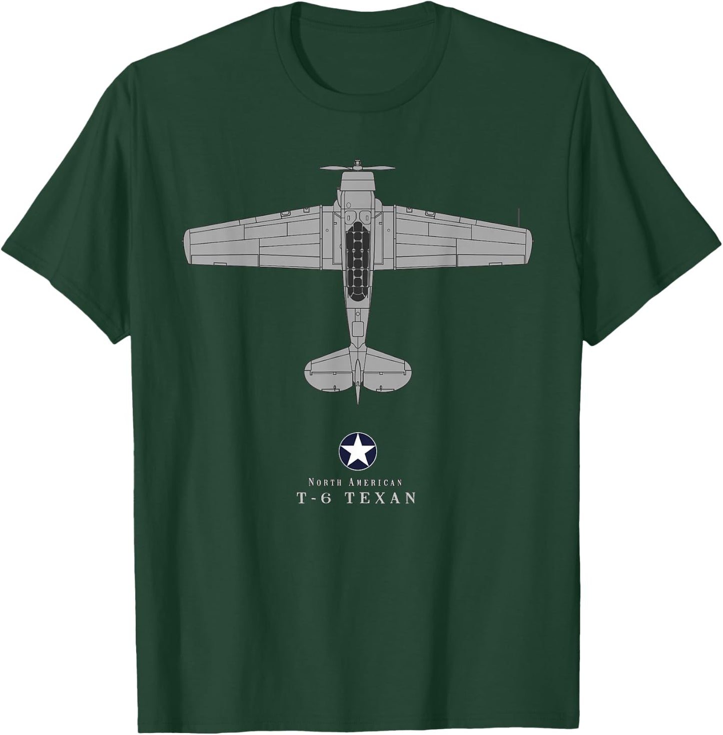 T-6 Texan Tech Drawing WWII Airplane Trainer T-Shirt - T-Shirt | Forest