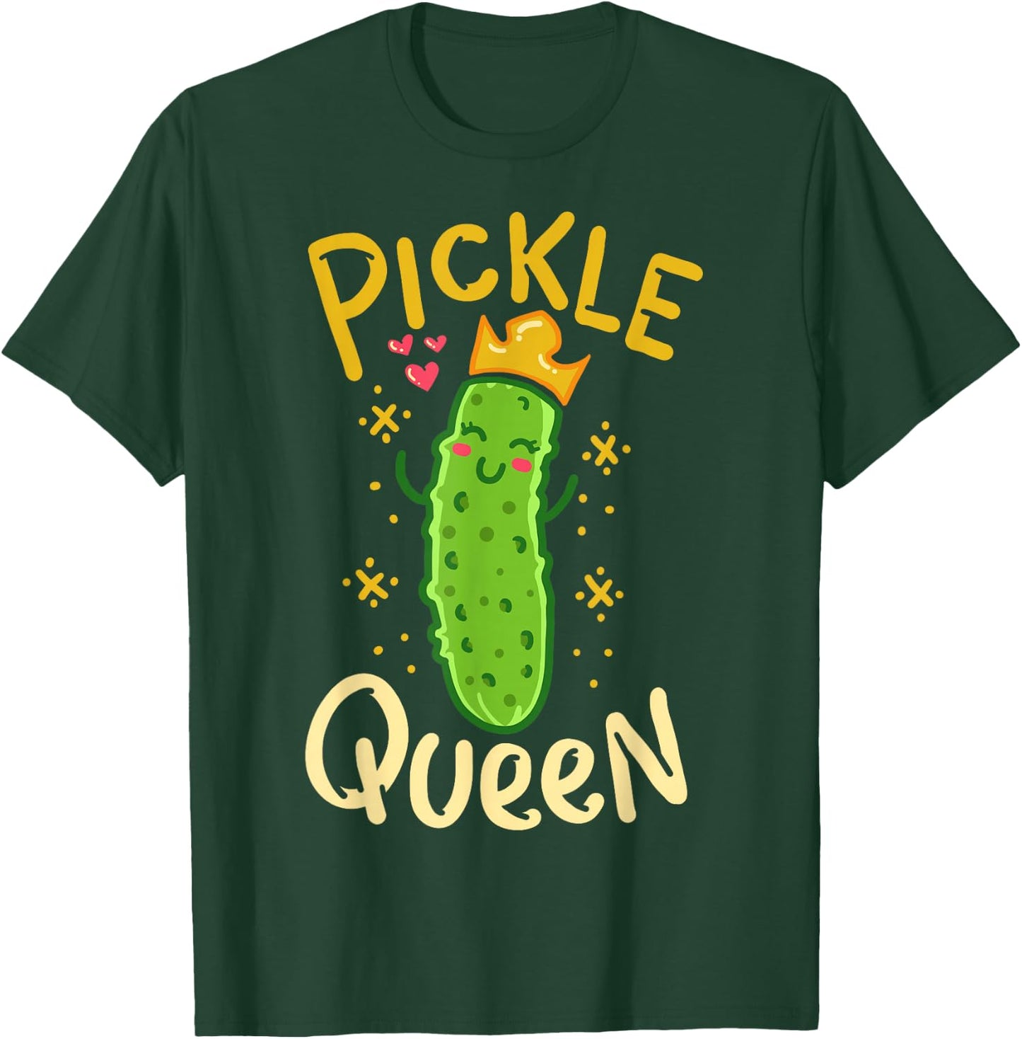 Pickle Queen Vegan Funny Cucumber Vegetable Small T-Shirt - T-Shirt | Forest