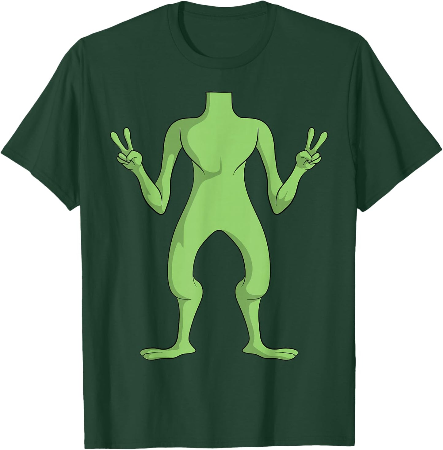 Alien Body Costume Halloween UFO Alien Lover Peace Sign T-Shirt - T-Shirt | Forest