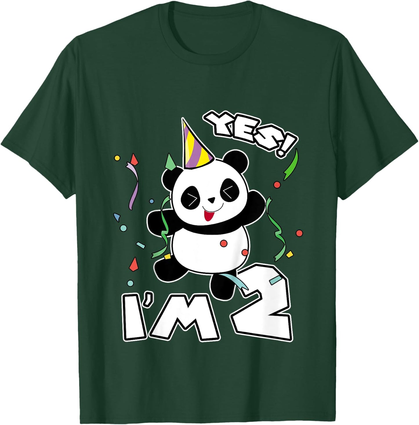 Kids 2nd Birthday Panda Yes I'm 2 Panda Costume Gift T-Shirt - T-Shirt | Forest