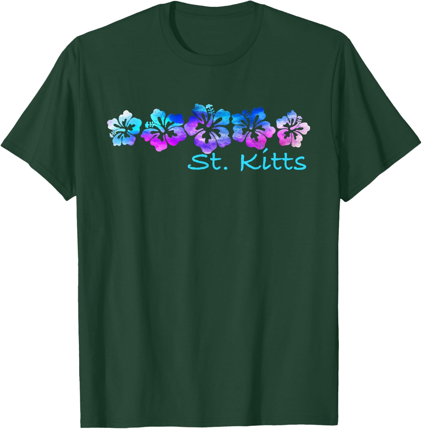 St. Kitts Tropical Flower Vacation Beach T-Shirt - T-Shirt | Forest