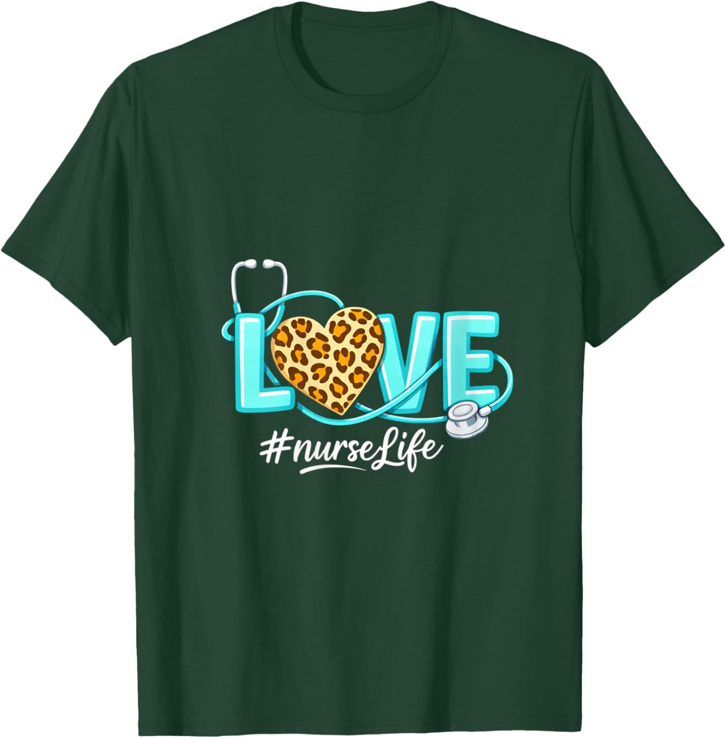 Women's Nurse Life RN LPN CNA Healthcare Leopard Nurse Week 2026 V-Neck T-Shirt - T-Shirt | Forest