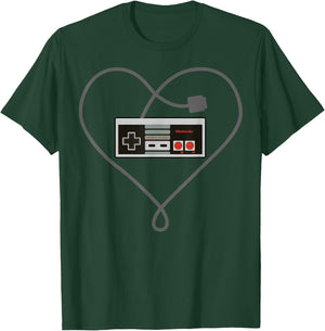 Nintendo NES Controller Heart Cord Graphic T-Shirt - T-Shirt | Forest