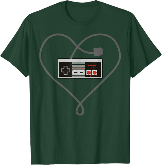 Nintendo NES Controller Heart Cord Graphic T-Shirt - T-Shirt | Forest