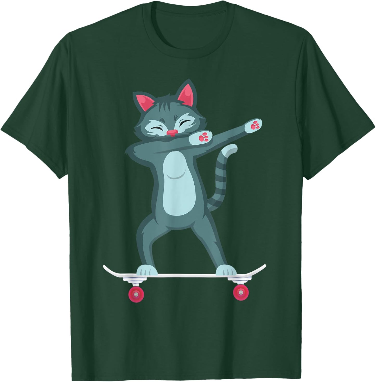 Skateboarding Kitty Cat on Skateboard Gift Skater T-Shirt - T-Shirt | Forest