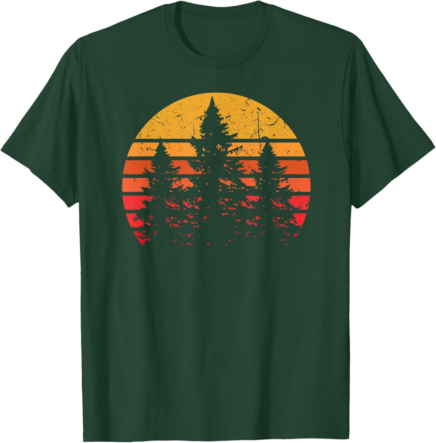 Retro Sun Minimalist Pine Tree Design - Shirt T-Shirt - T-Shirt | Forest
