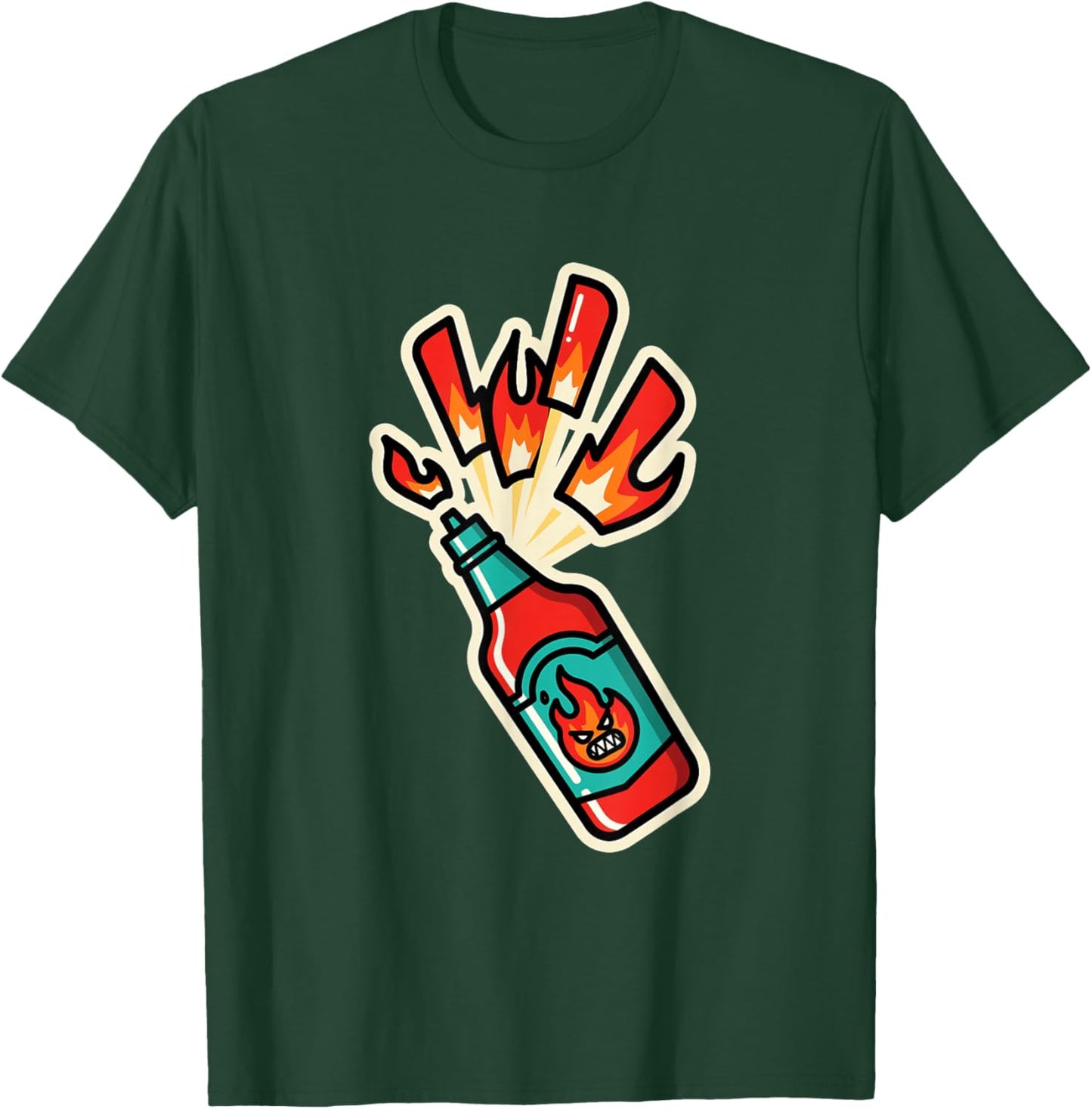 Hot Sauce Lover Spicy Food Fire Flames Chili Angry Retro T-Shirt - T-Shirt | Forest