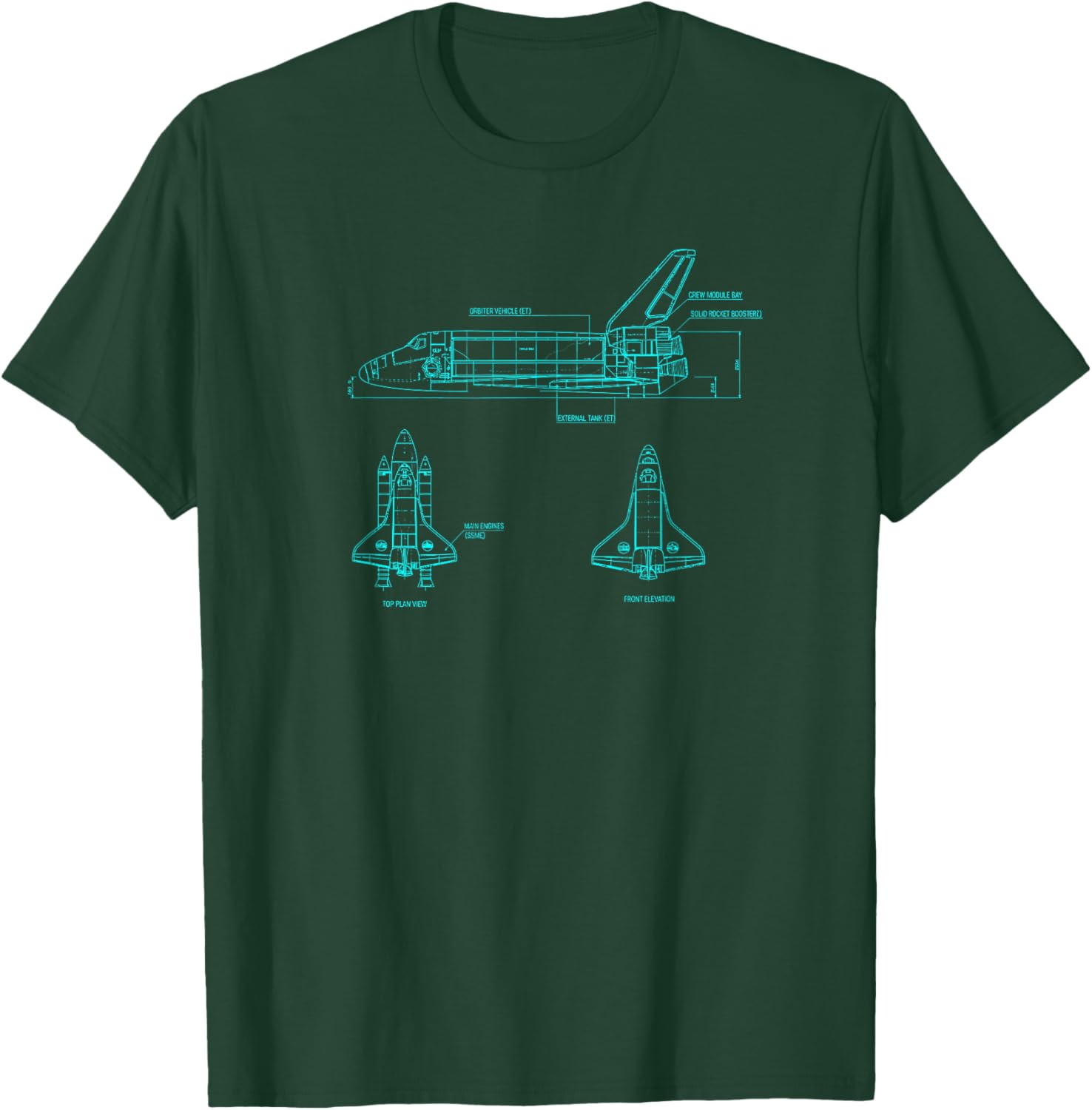 Vintage Space Shuttle Schematic Rocket Flight T-Shirt - T-Shirt | Forest