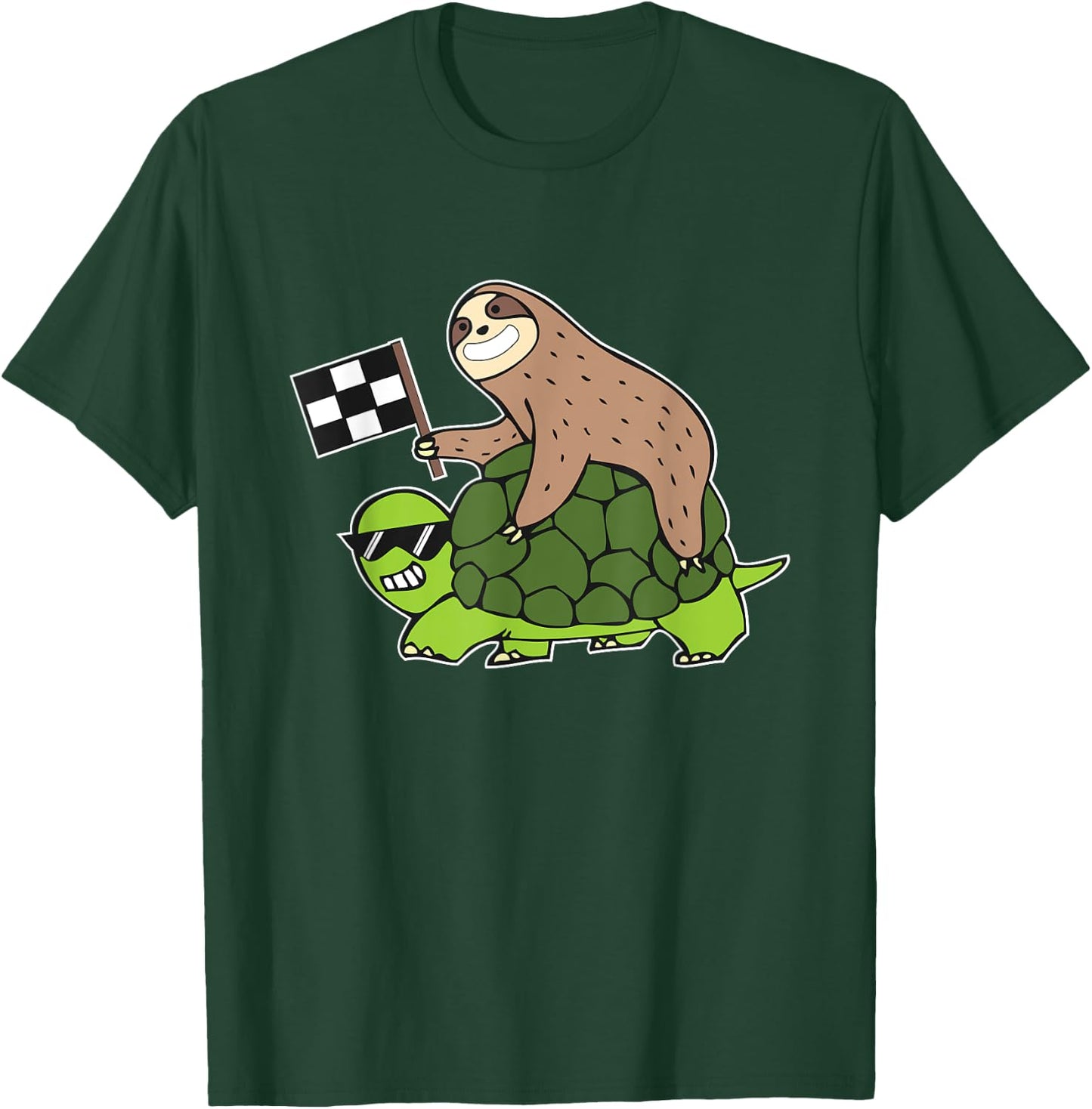 Sloth Riding A Turtle Sloth Racing Team Gift T-Shirt - T-Shirt | Forest