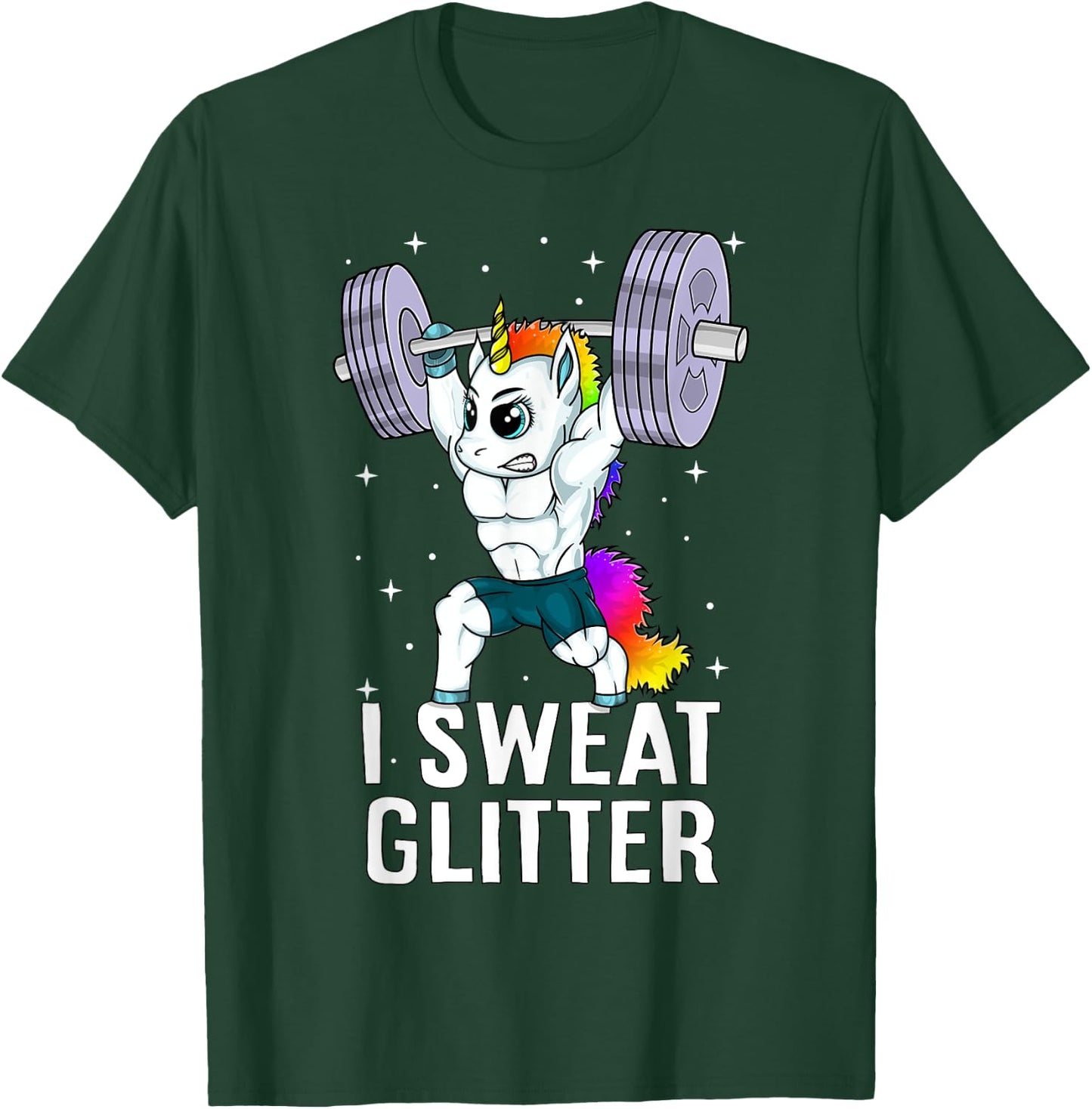 Unicorn I Sweat Glitter Funny Gym Workout Men Women Kids T-Shirt - T-Shirt | Forest