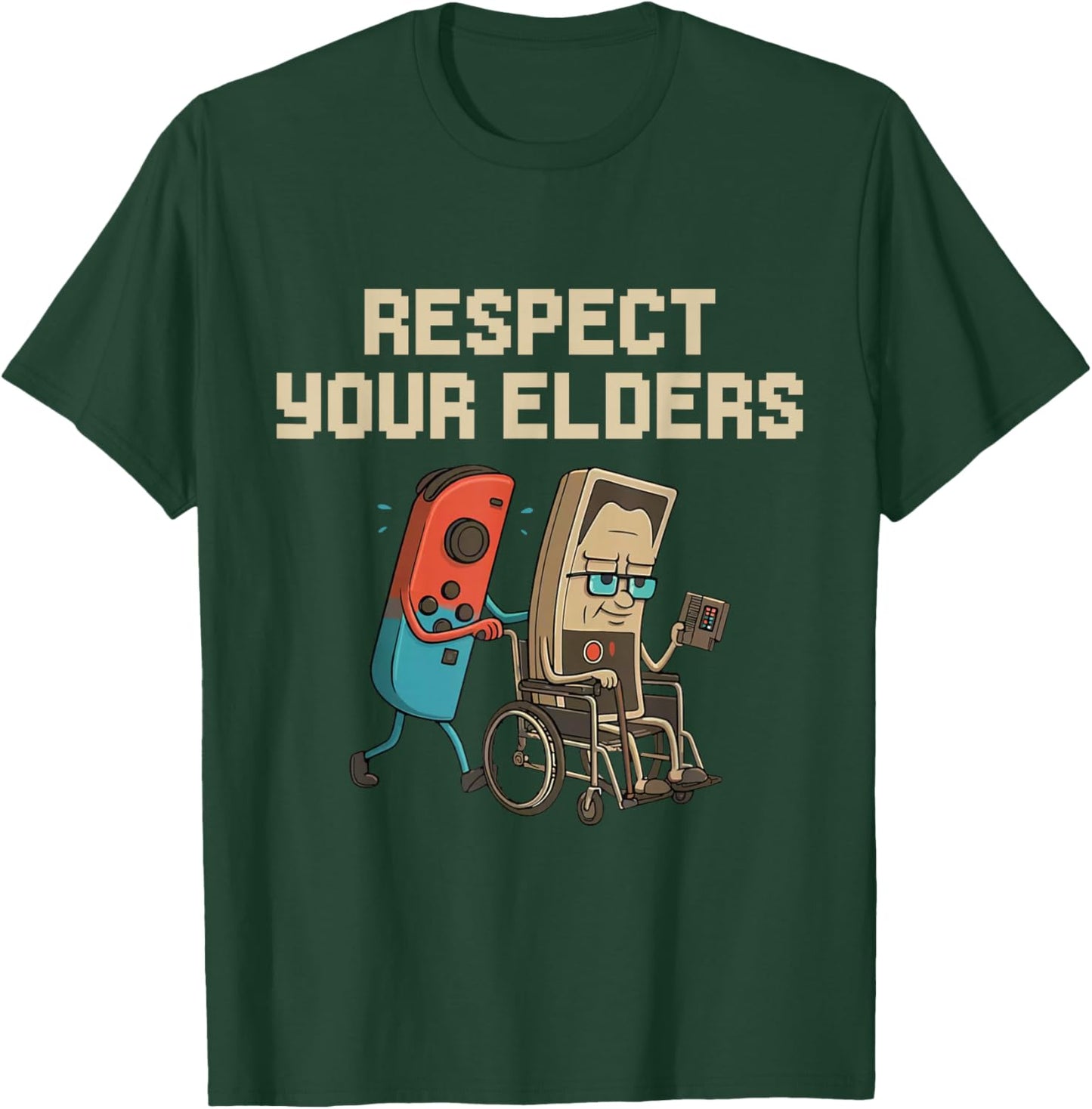 Respect Your Elders Gaming Control Retro Funny Video Game T-Shirt - T-Shirt | Forest