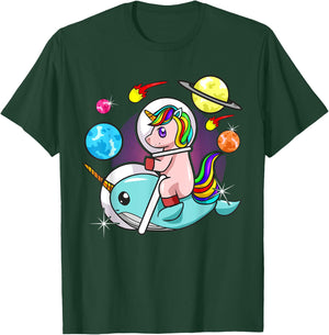 Unicorn Narwhal Space Astronaut Science Funny Humor T-Shirt - T-Shirt | Forest