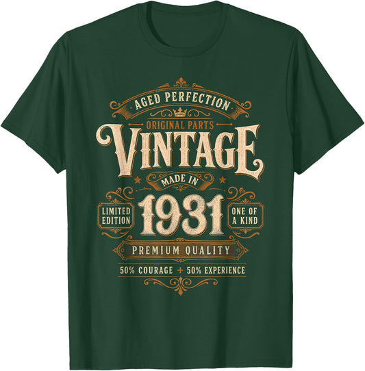 Vintage 1931 Limited Edition 95th Birthday Men 95 Years Old T-Shirt - T-Shirt | Forest