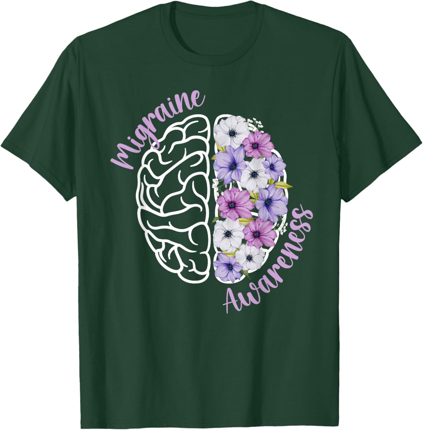 Migraine Awareness Flowers Migraine Warrior Migraine Fighter T-Shirt - T-Shirt | Forest