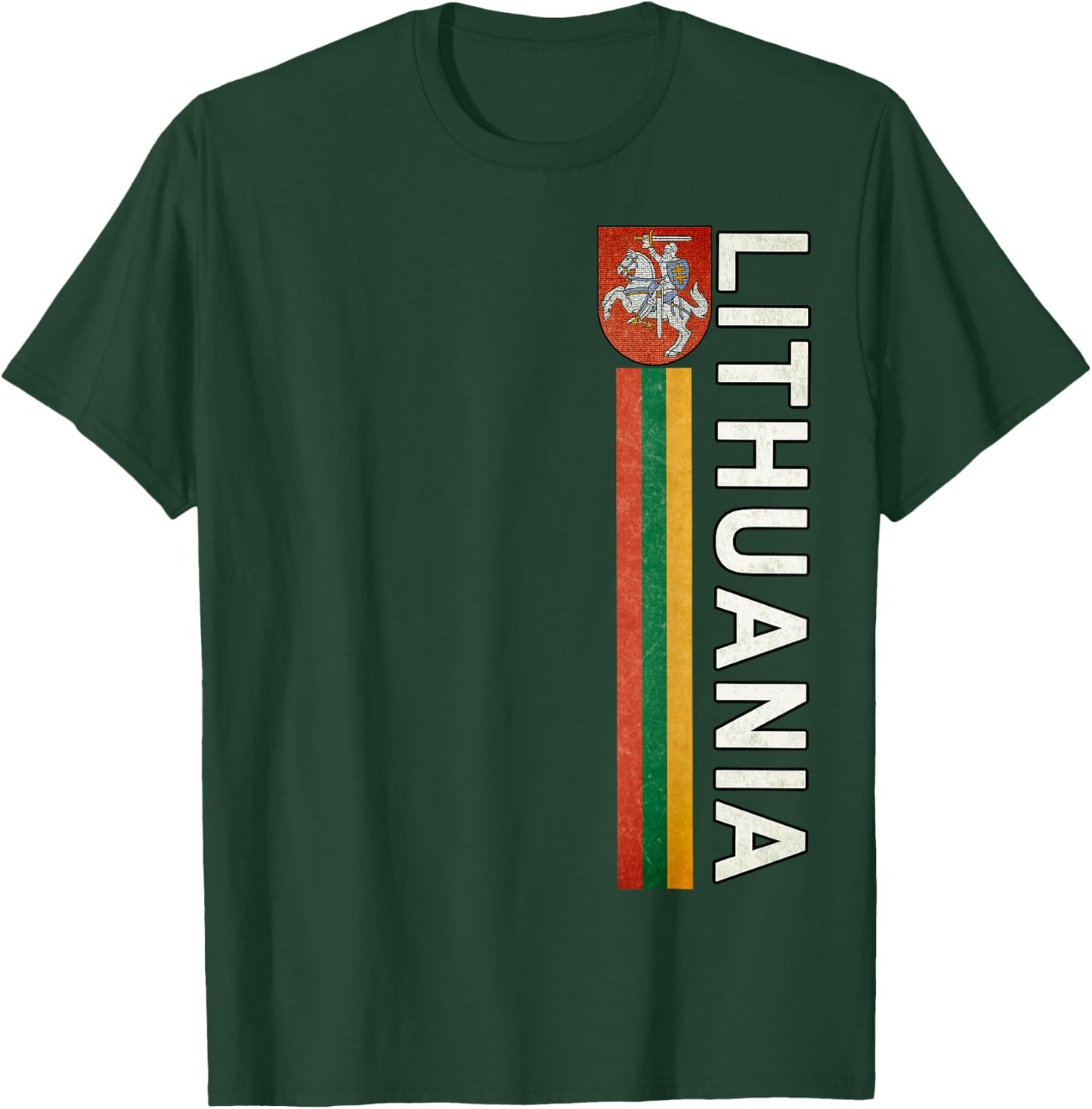 Lithuania Sporty Retro Flag and Lithuanian Emblem T-Shirt - T-Shirt | Forest