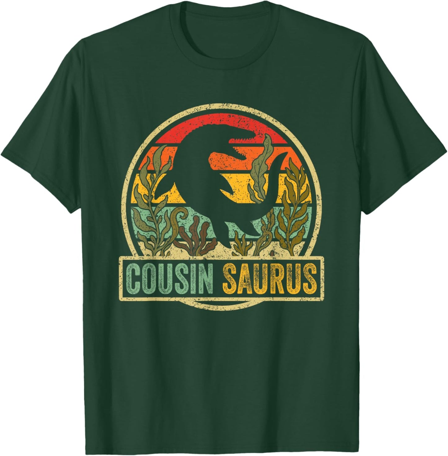 Vintage Retro Cousin Saurus SeaRex Mosasaurus Dinosaur T-Shirt - T-Shirt | Forest