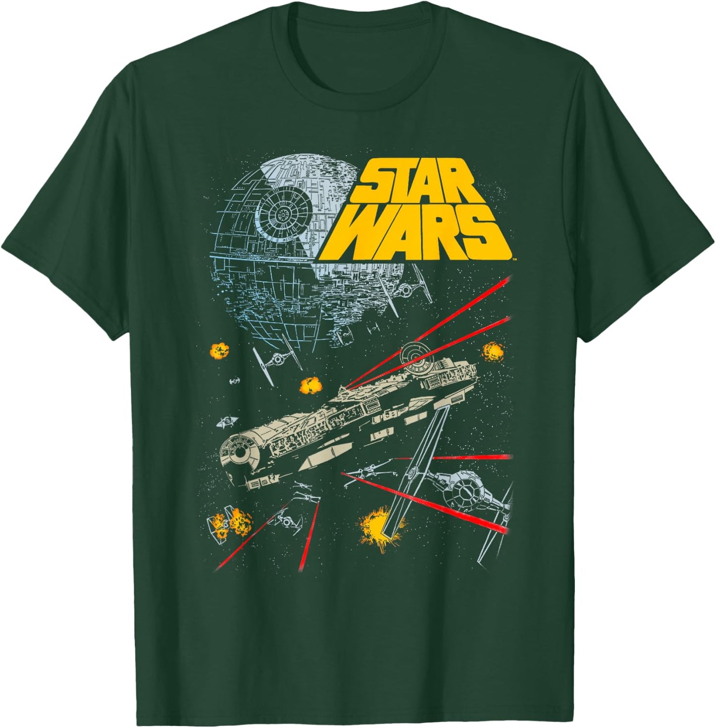Star Wars Millennium Falcon TIE Fighters Battle T-Shirt - T-Shirt | Forest