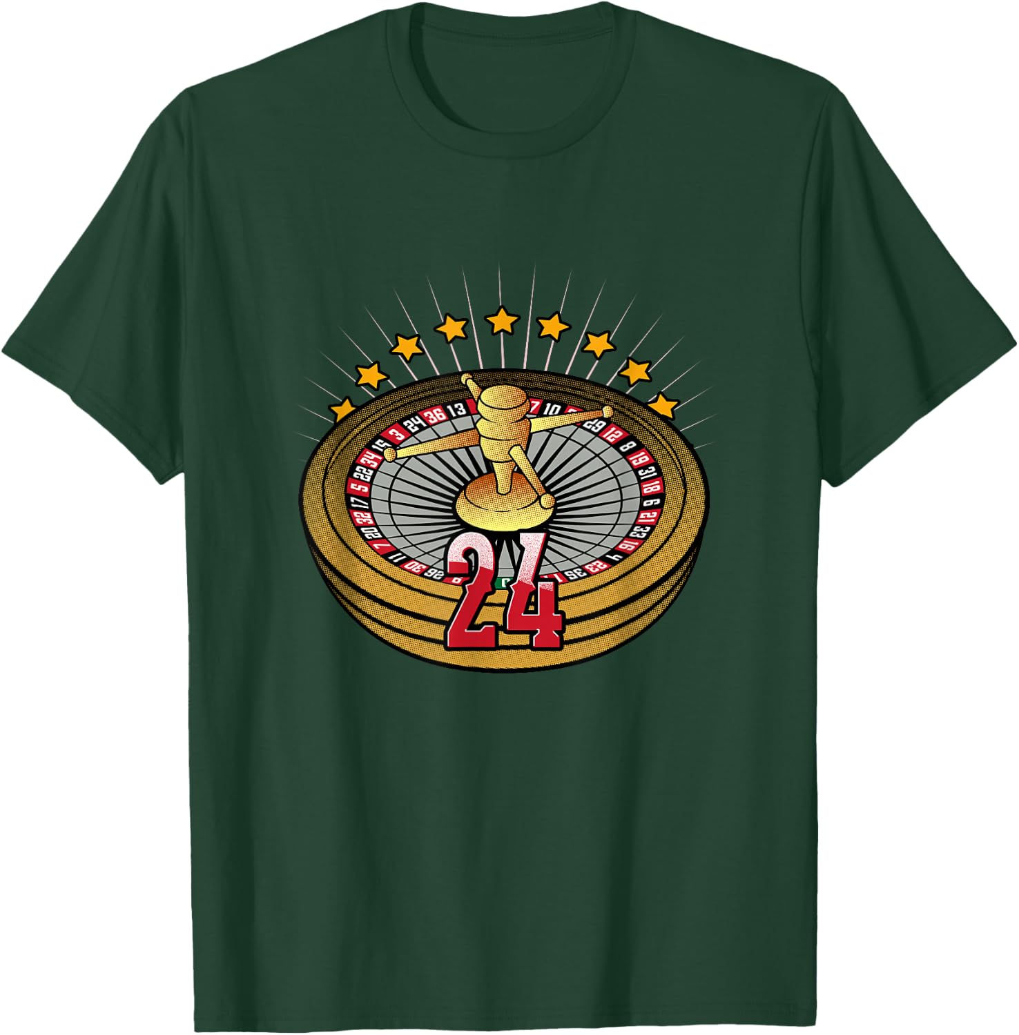 Lucky Number 24 Roulette Wheel Gambling Vegas Style T-Shirt - T-Shirt | Forest