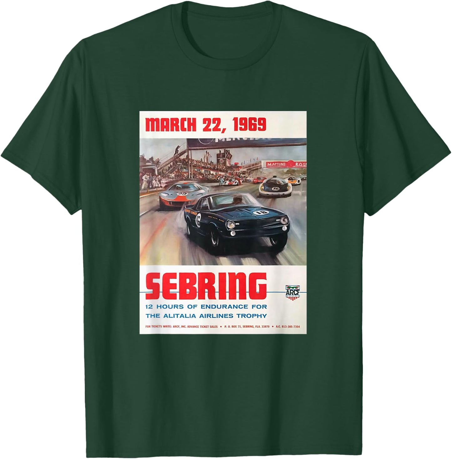 Vintage 1969 Sebring 12 Hours Endurance Race T-Shirt - T-Shirt | Forest