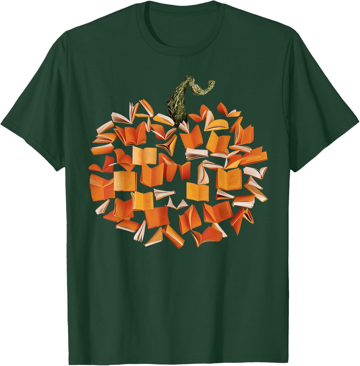 Vintage Book Pumpkin Autumn Fall Librarians Bookworm Teacher T-Shirt - T-Shirt | Forest