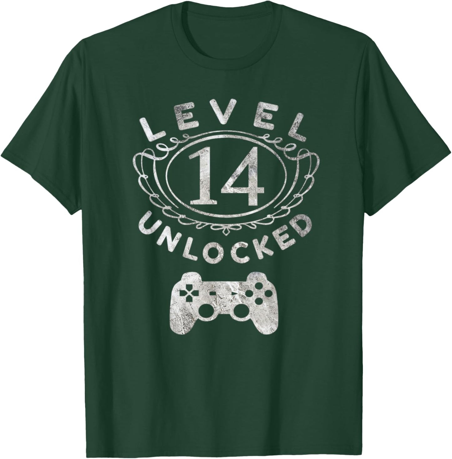 Level 14 Unlocked - 14th Birthday Gamer Gift T-Shirt - T-Shirt | Forest