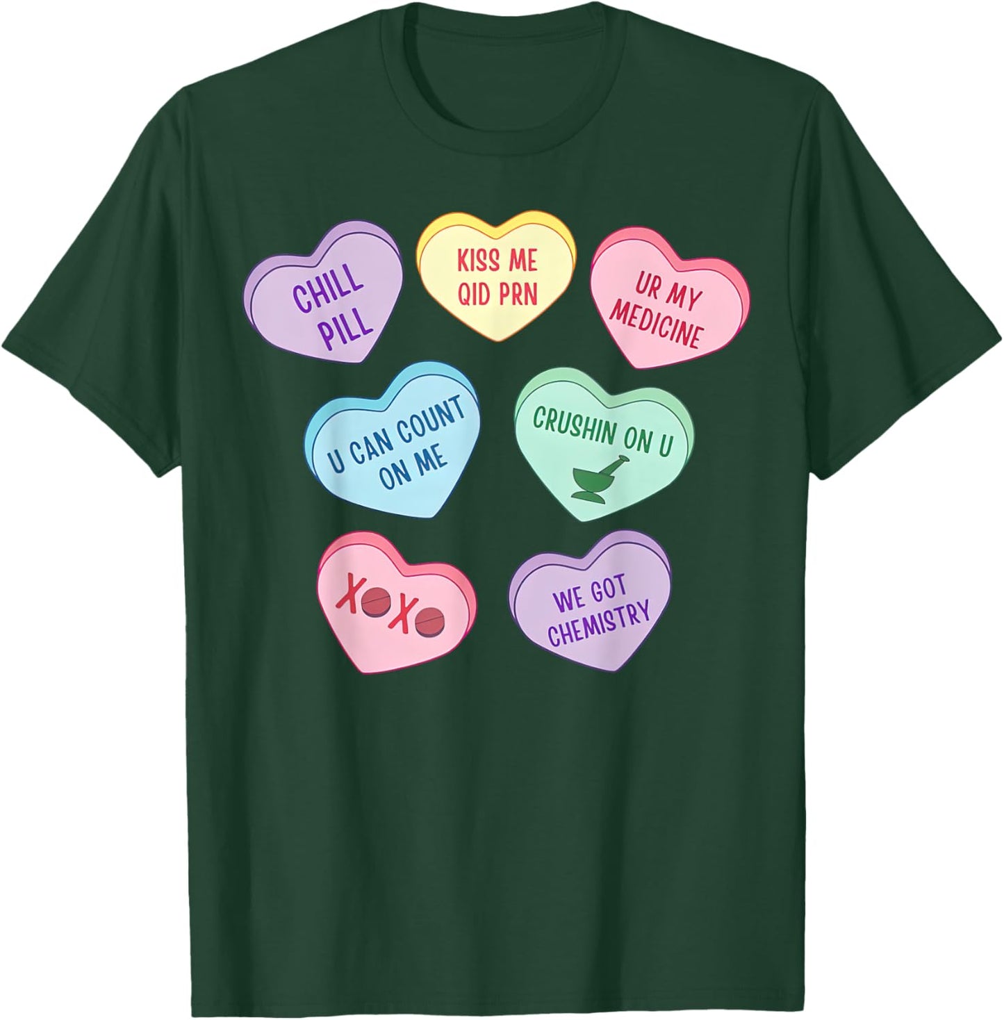 Retro Pharmacist Pharmacy Tech Candy Heart Valentine's Day T-Shirt - T-Shirt | Forest