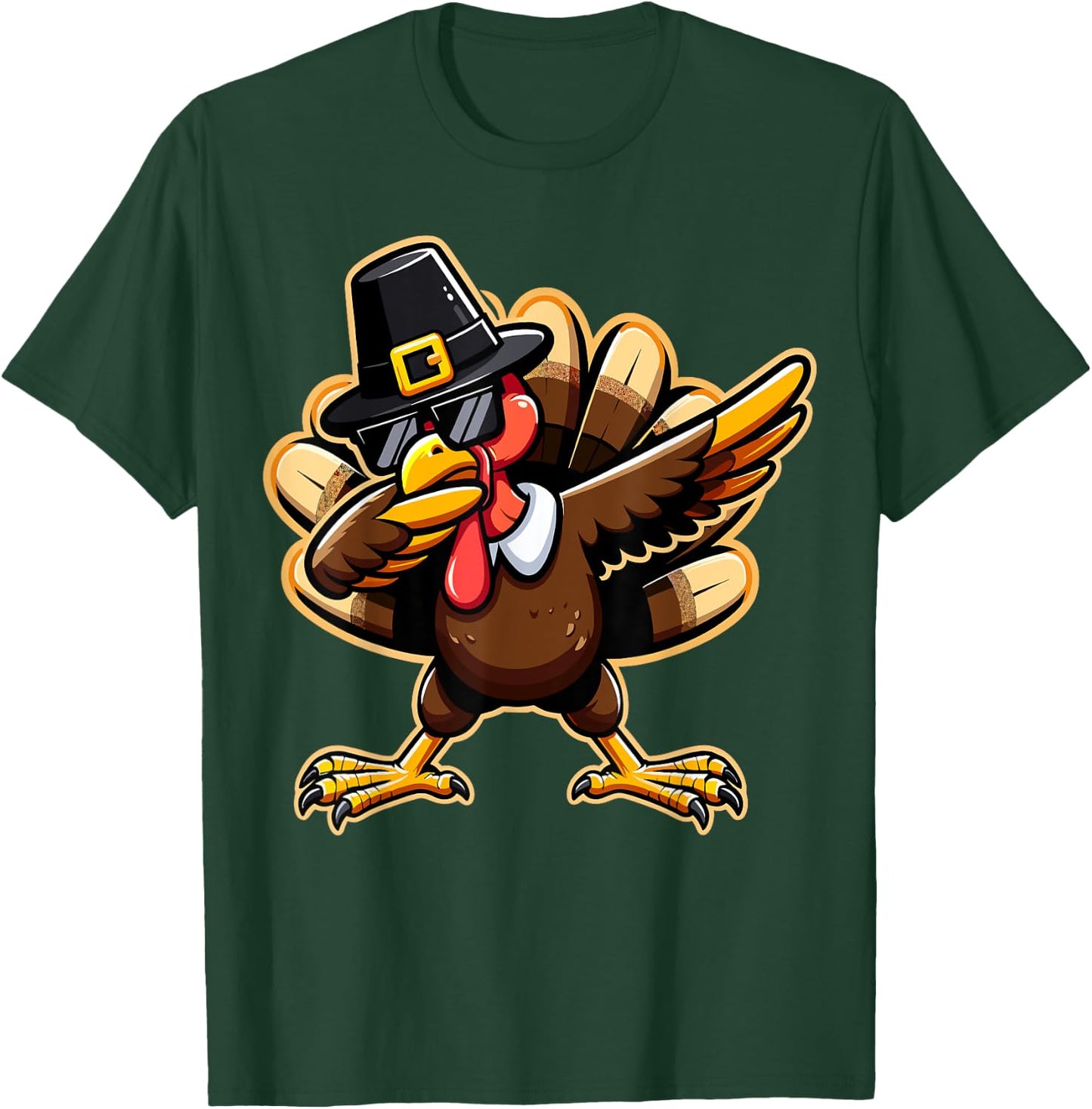 Thanksgiving Dabbing Turkey T-Shirt - T-Shirt | Forest
