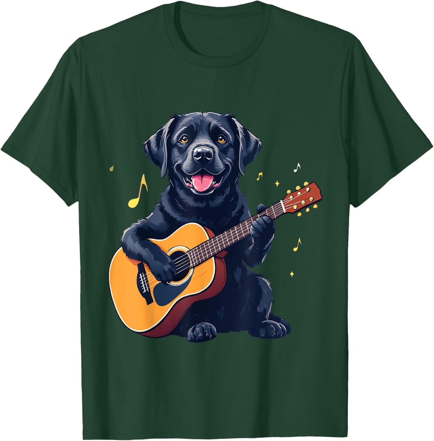 Funny Musical Black Lab guitar player boys and kids T-Shirt - T-Shirt | Forest