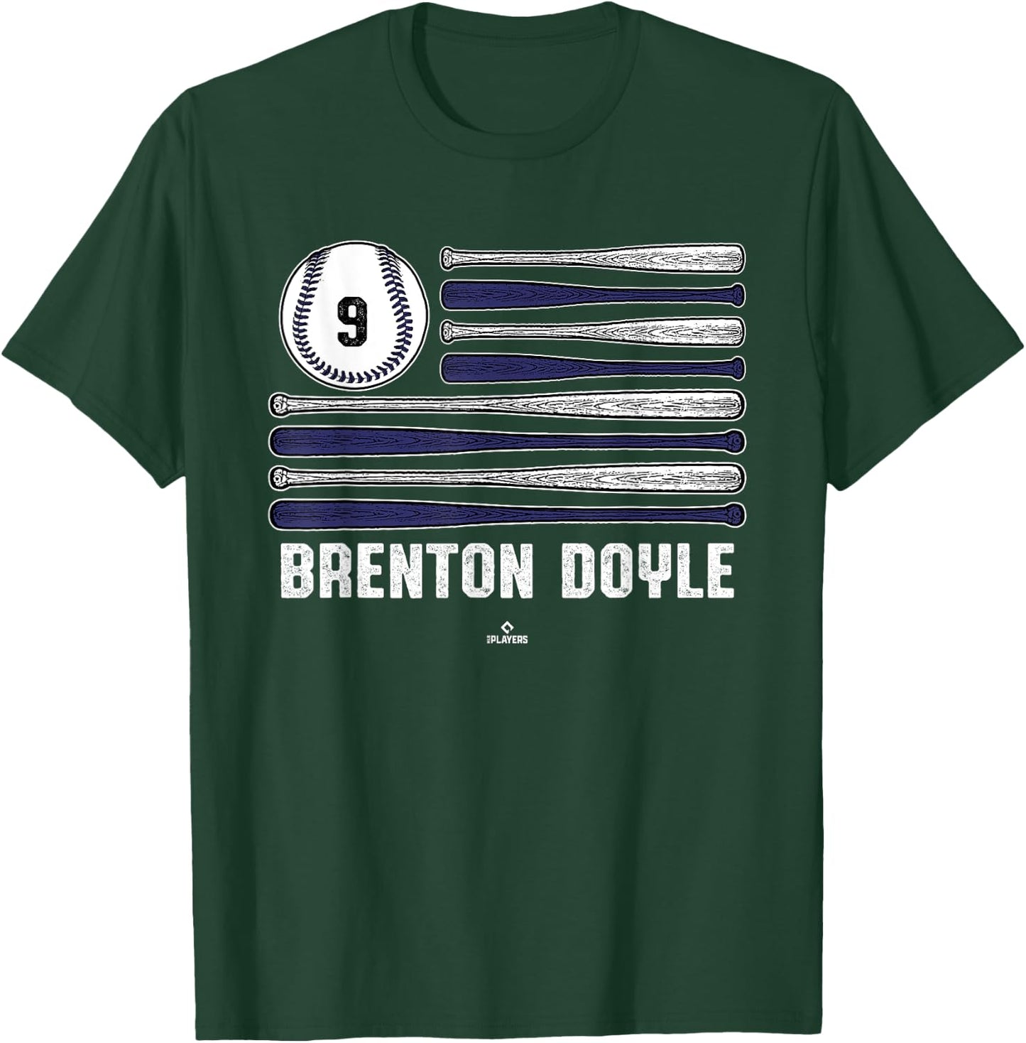 Baseball American Flag Brenton Doyle Colorado Baseball MLBPA T-Shirt - T-Shirt | Forest