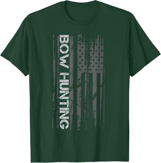 Bow Hunting American Flag Crossbow Deer Hunter Kids Men T-Shirt - T-Shirt | Forest