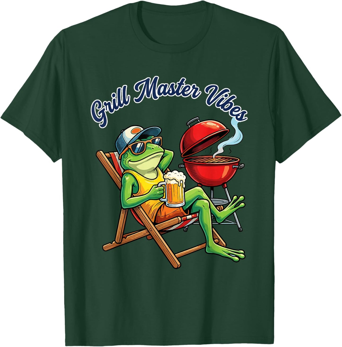 Funny Grilling Frog Outdoor Cooking Cartoon Amphibian Humor T-Shirt - T-Shirt | Forest