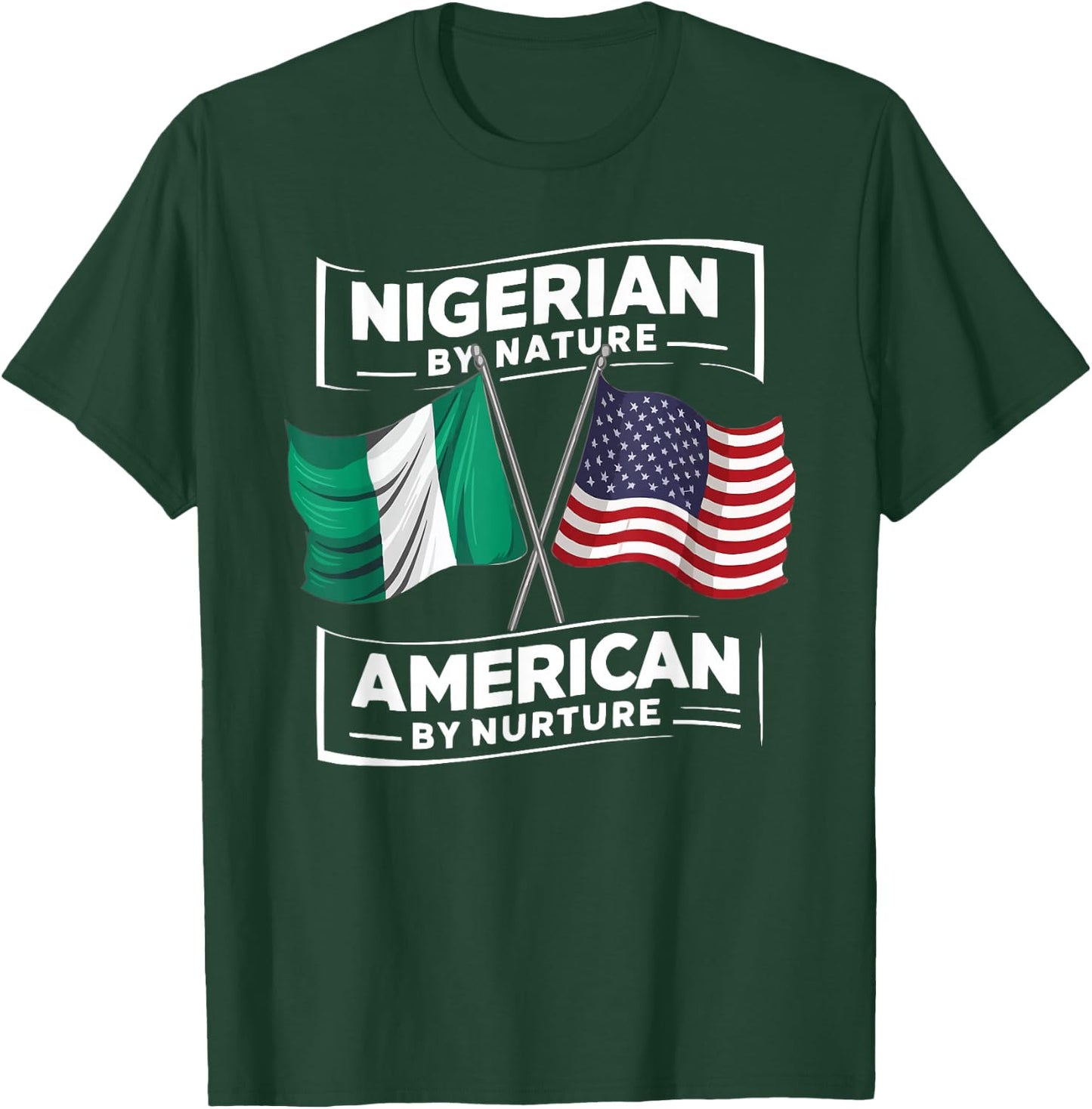 Half Nigerian Half American USA Flag Nigeria America T-Shirt - T-Shirt | Forest