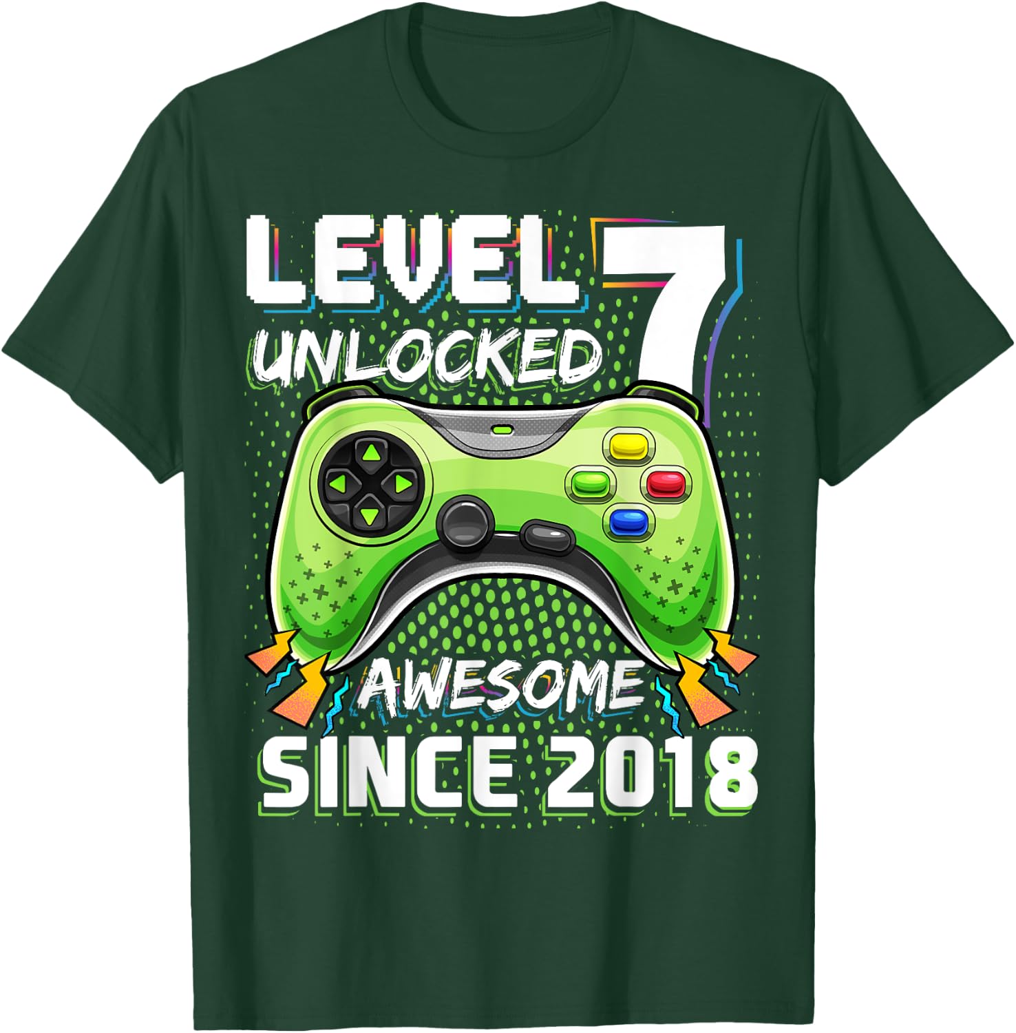 7th Birthday Boy Level 7 Gamer 7 Year Video Game Party T-Shirt - T-Shirt | Forest