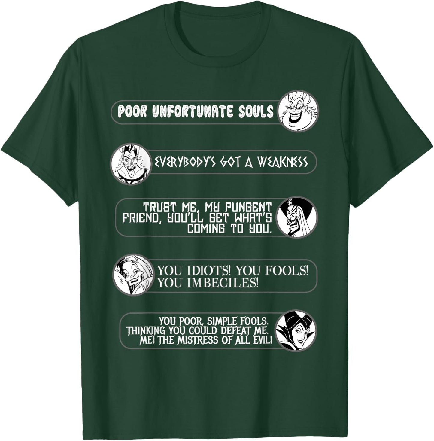 Disney Villains Movie Quotes Circle Portrait Graphic Small T-Shirt - T-Shirt | Forest