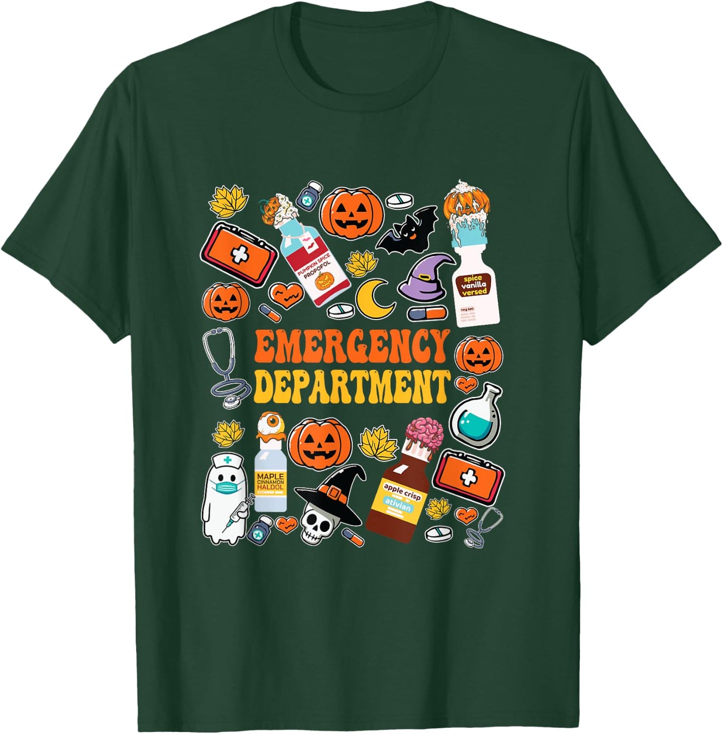 Funny Emergency Department ER Nurse Halloween Spooky Season T-Shirt - T-Shirt | Forest