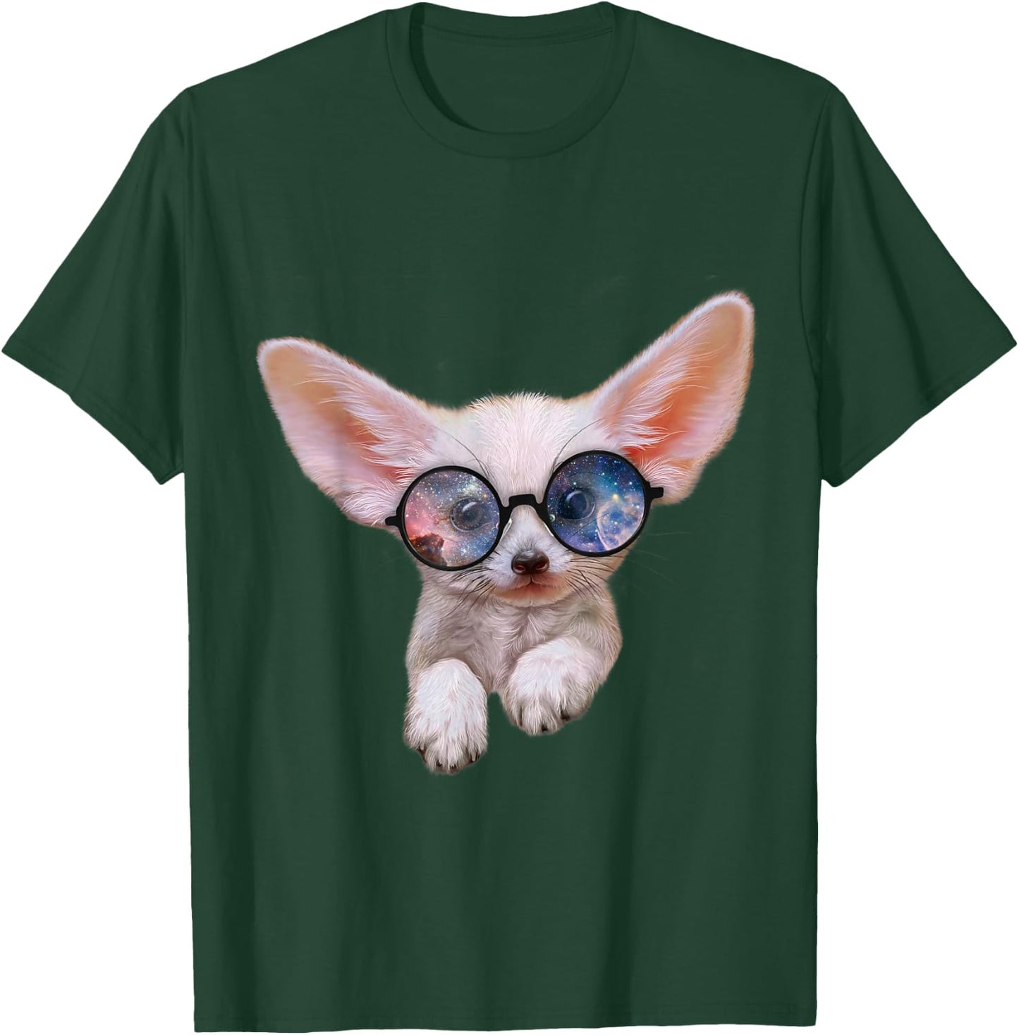 Fennec Fox Puppy in Round Retro Galaxy Eyeglass T-Shirt - T-Shirt | Forest