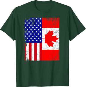 Canadian American Shirt USA Canada Flag 4th of July T-Shirt - T-Shirt | Forest